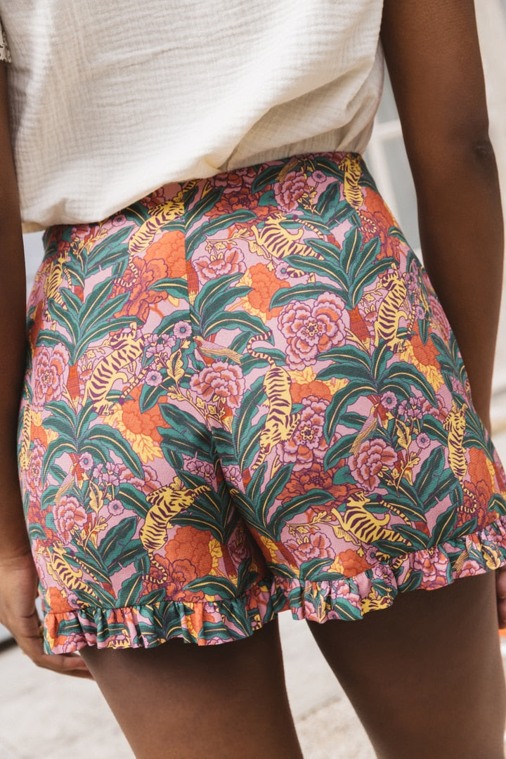 Floral tiger print Pomelo shorts