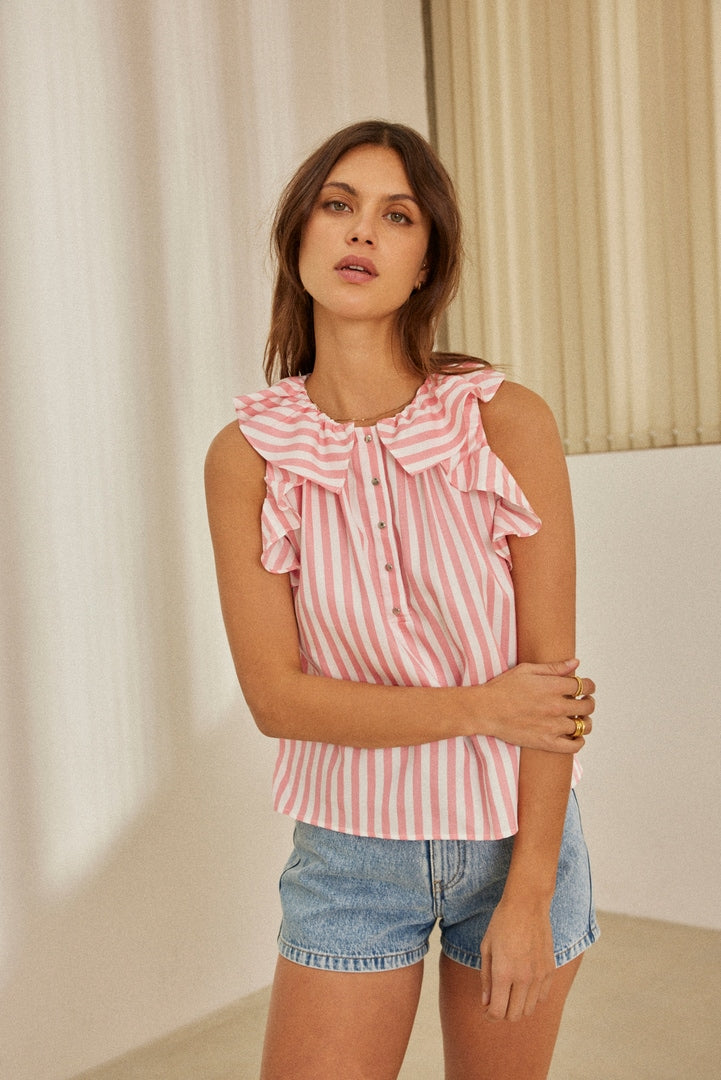 Blouse Joly rayures rose