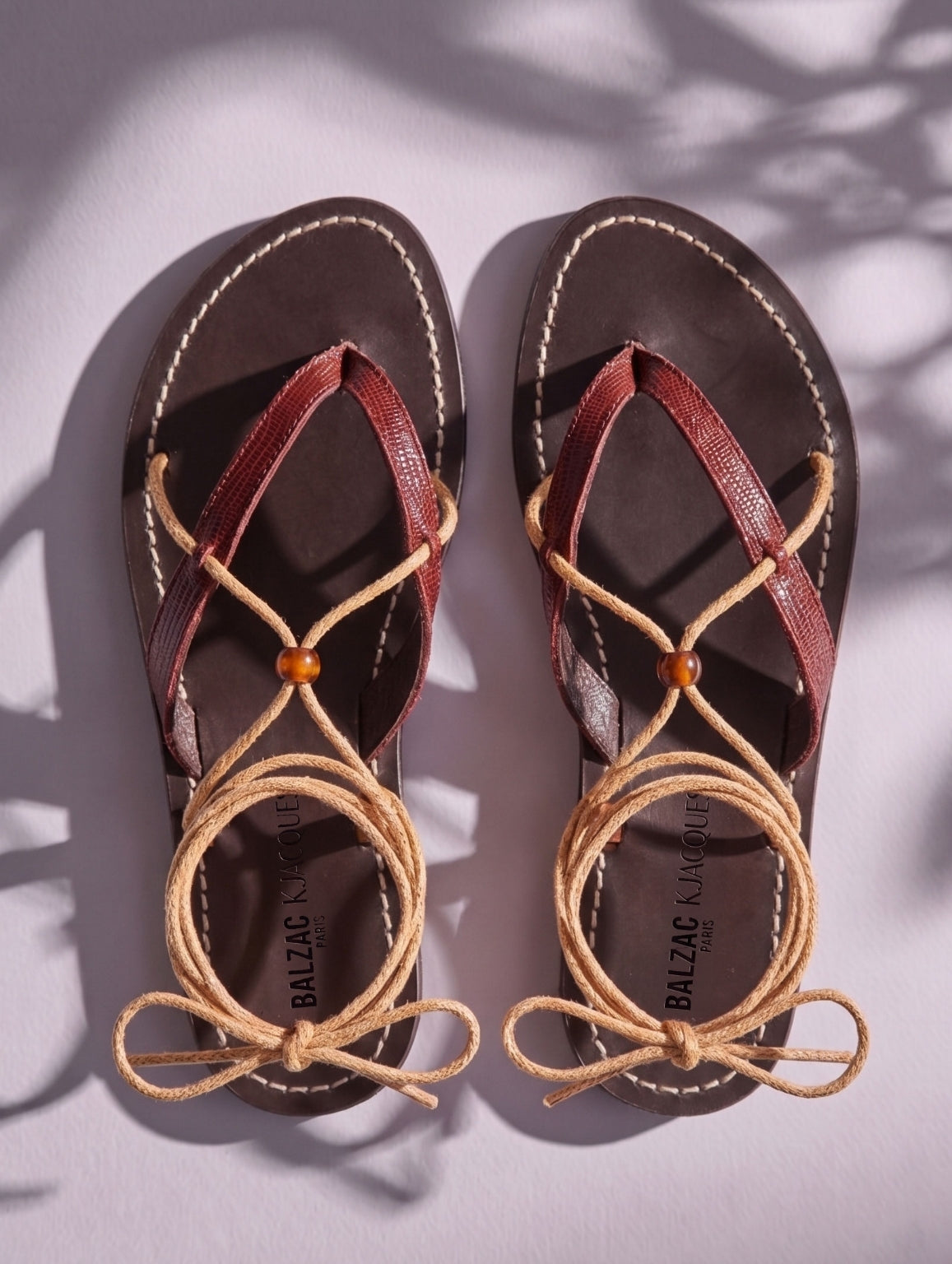 Sandals Amalfi embossed lizard burgundy