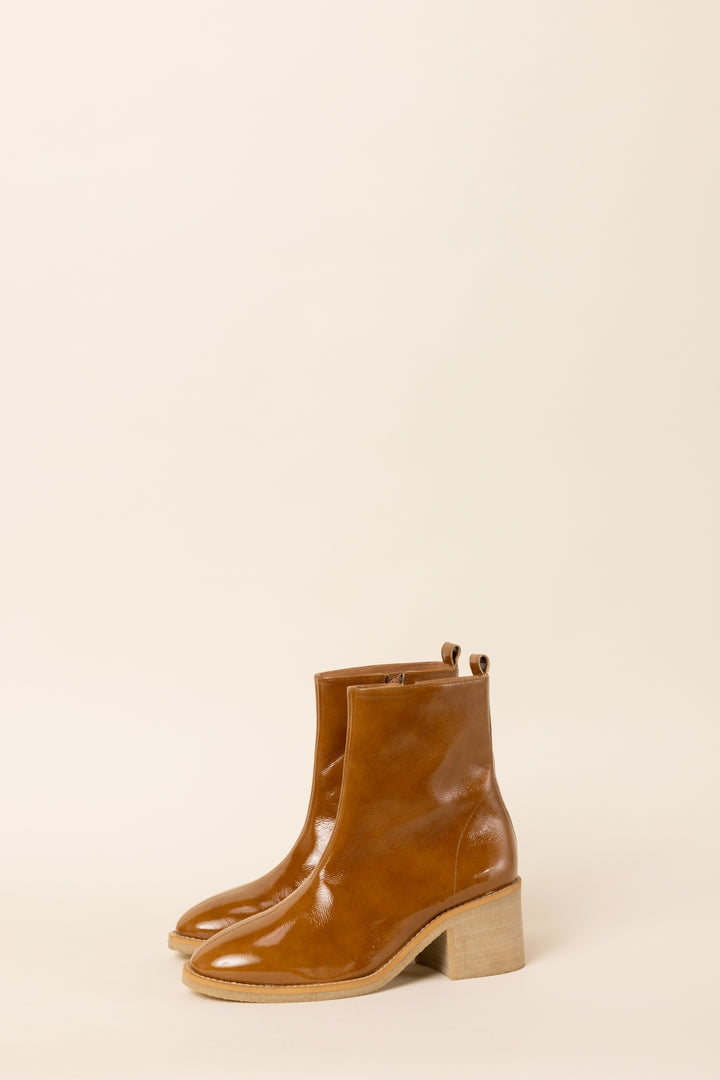 Tan patent leather sales booties