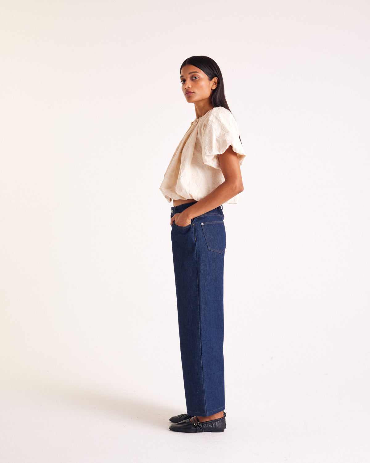 Isaure blouse with ecru embroidery