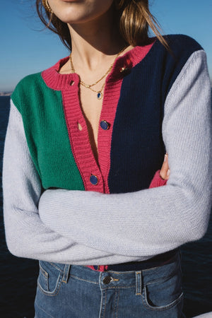 Blue, green and pink Fontaine cardigan