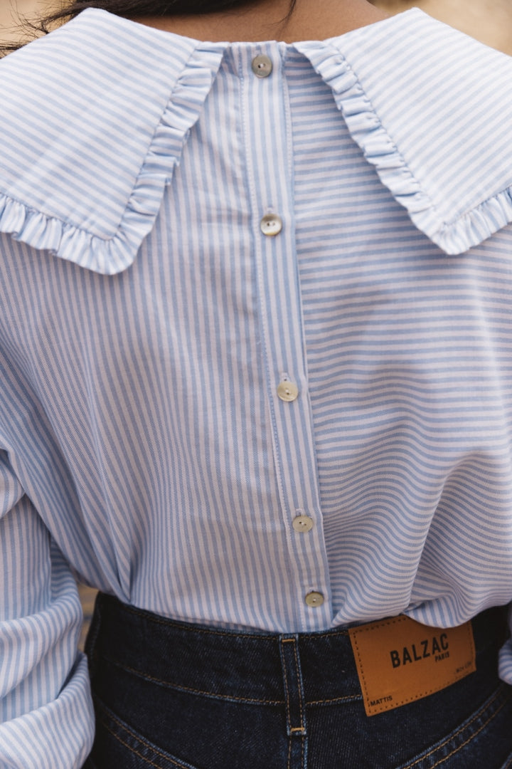 Blue and white striped Cezembre blouse