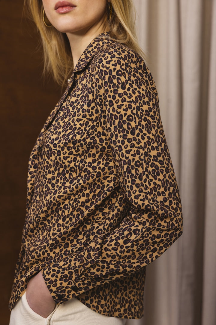 Chemisier à Imprimé Léopard – Neuf Sans étiquettes, Taille XL, Coupe Regular Pour Femme