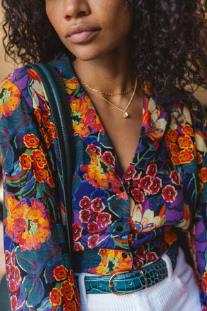 George shirt with bouquet of flowers print