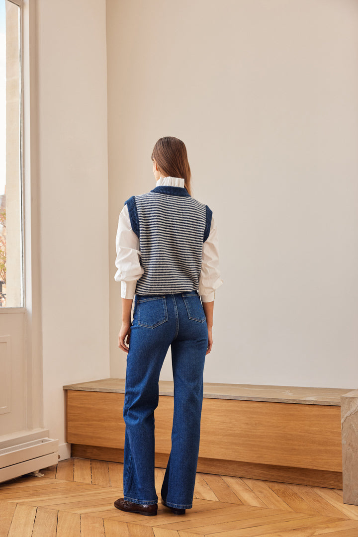 Pull Oversize Rayé Henri Lloyd – Bleu Marine & Blanc – Taille M – Occasion Très Bon état
