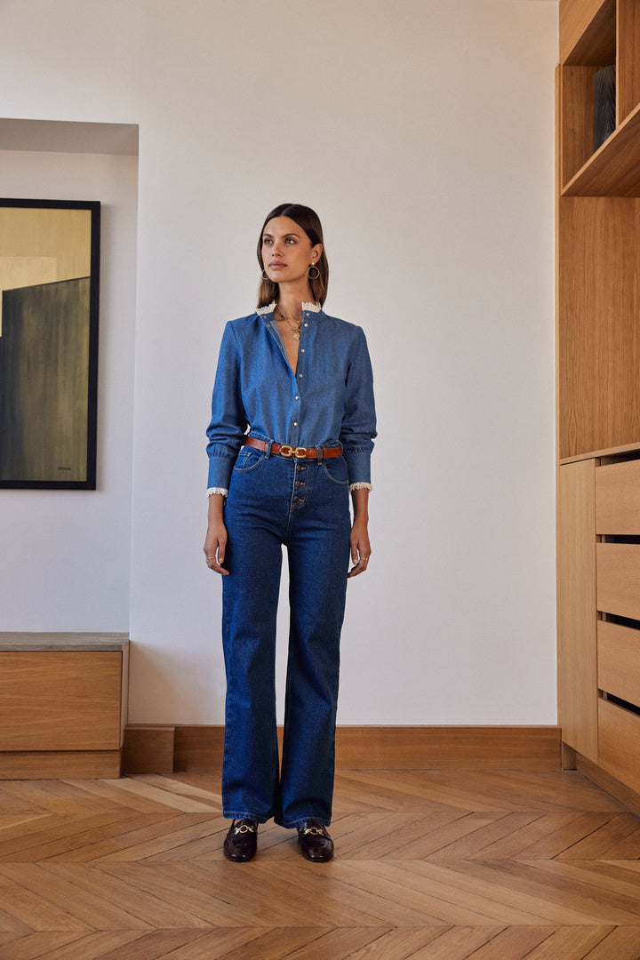 Shirt Léopoldine blue midi