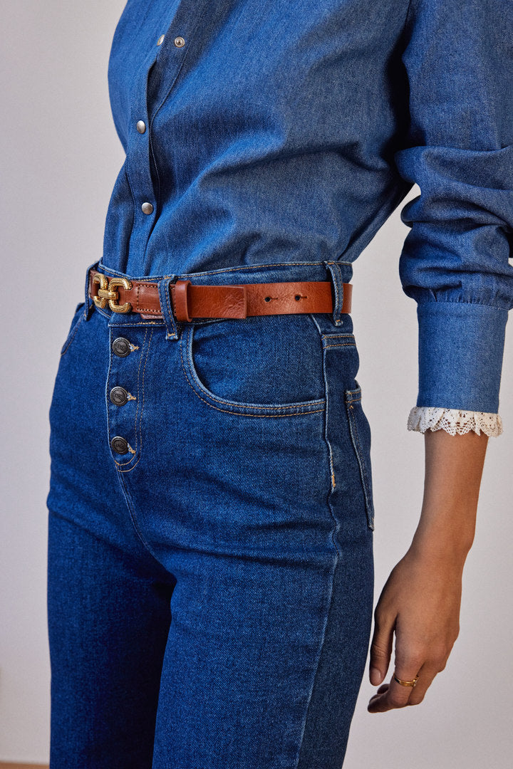 Shirt Léopoldine blue midi
