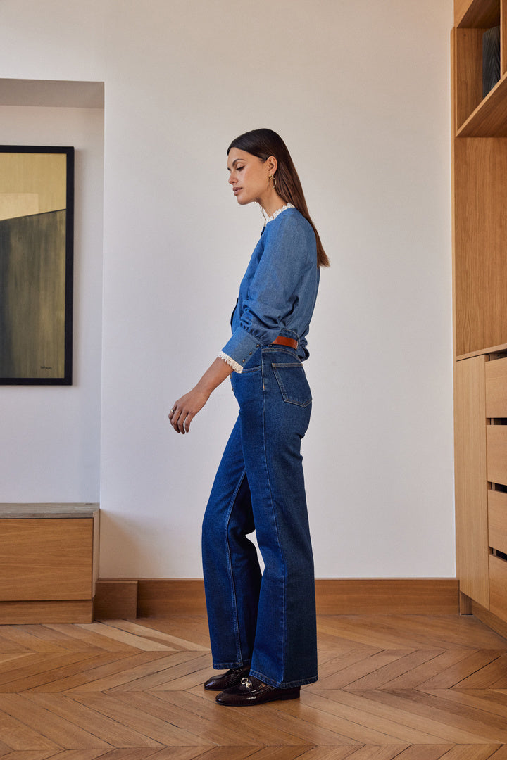 Shirt Léopoldine blue midi