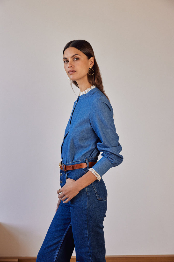Shirt Léopoldine blue midi