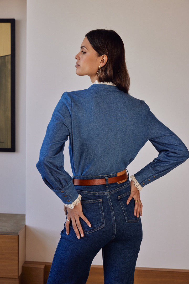 Shirt Léopoldine blue midi