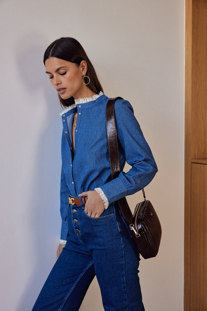Shirt Léopoldine blue midi