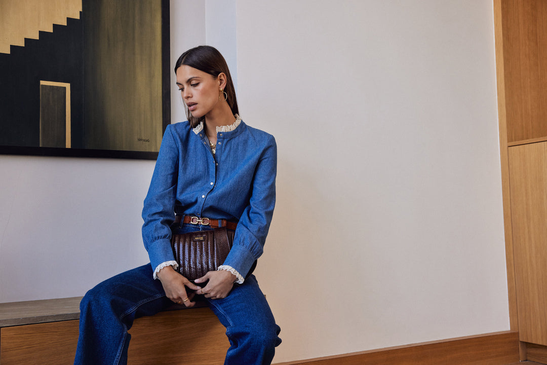 Shirt Léopoldine blue midi