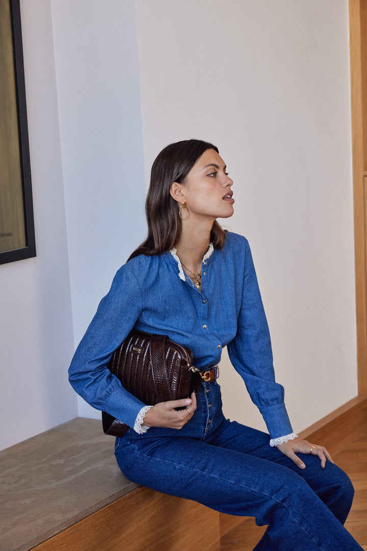 Shirt Léopoldine blue midi
