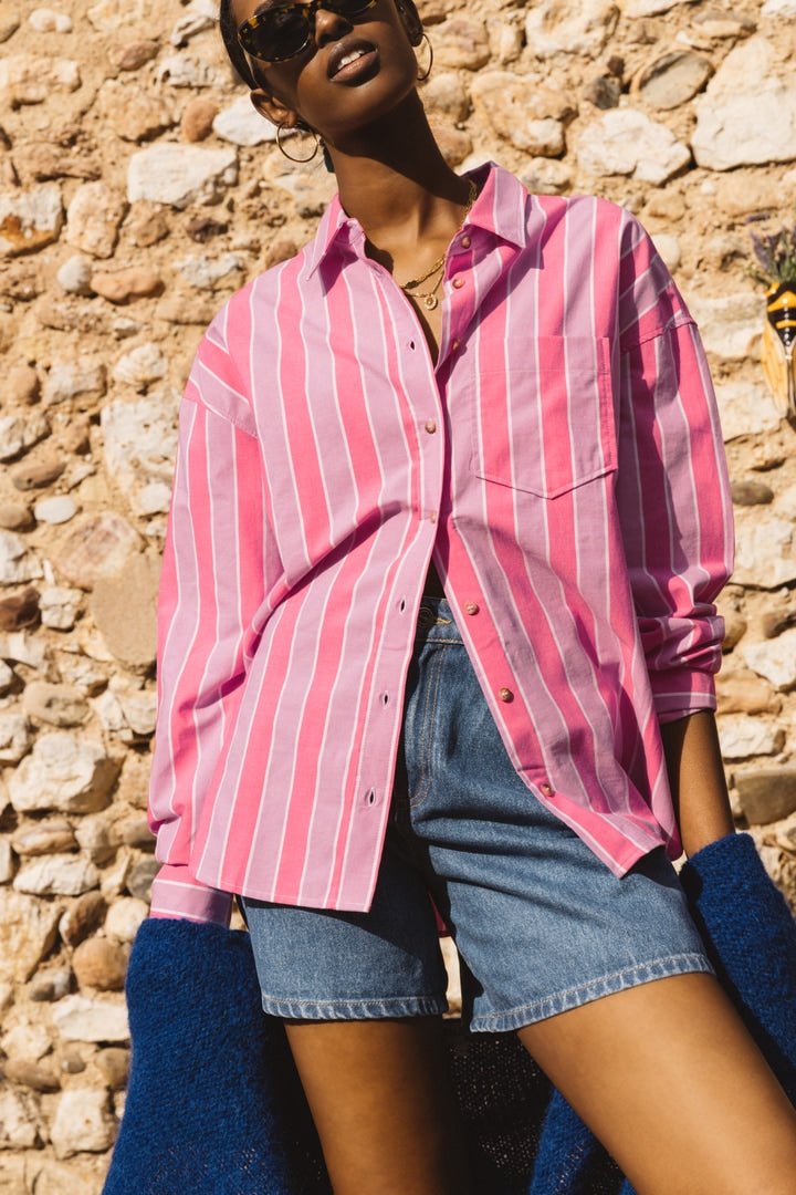 Liberte shirt with pink stripes