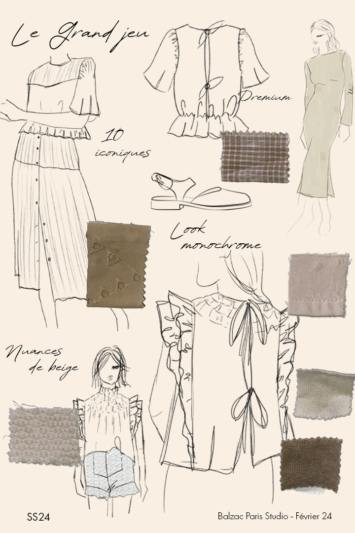 Blouse Amia checks beige and white