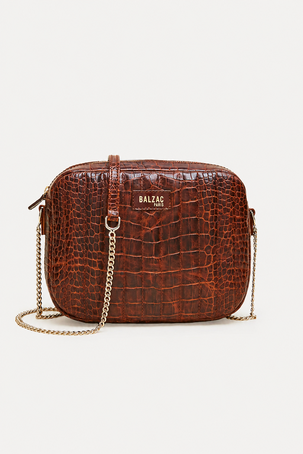 Embossed cognac César bag