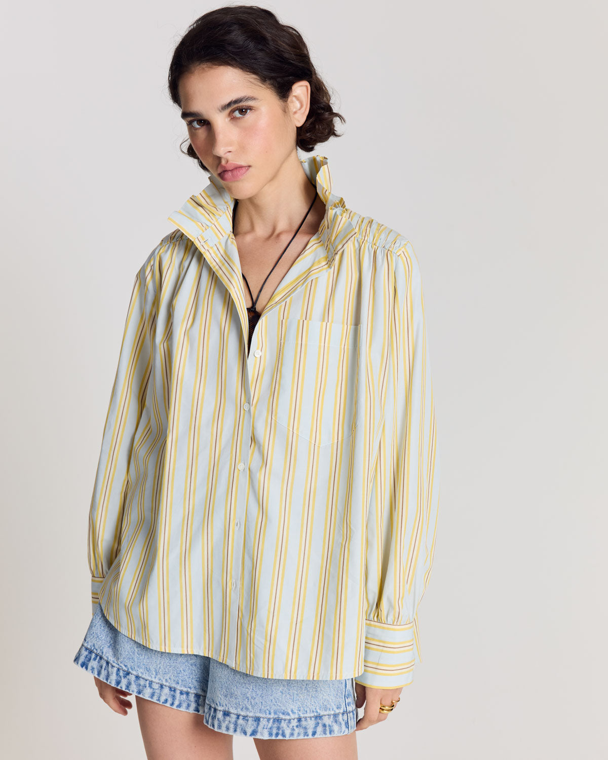 Leonor blue and yellow striped shirt