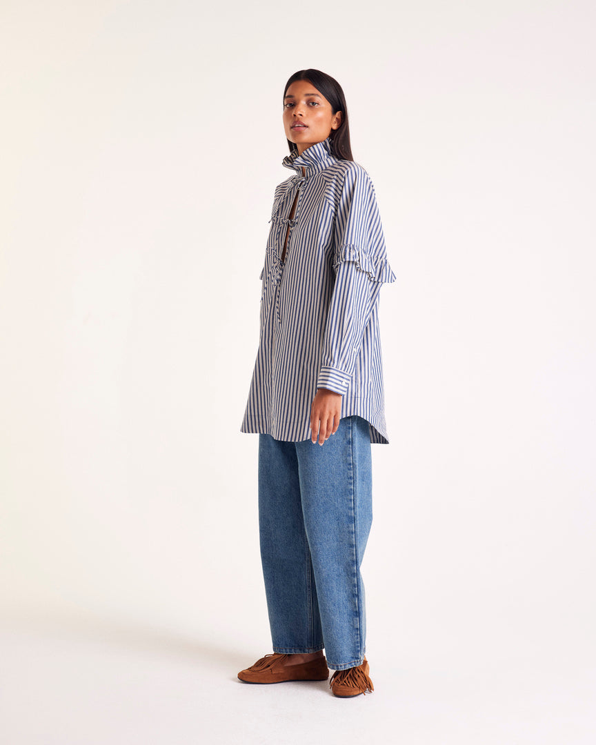 Tunique Mahault rayures marine, écru et gris