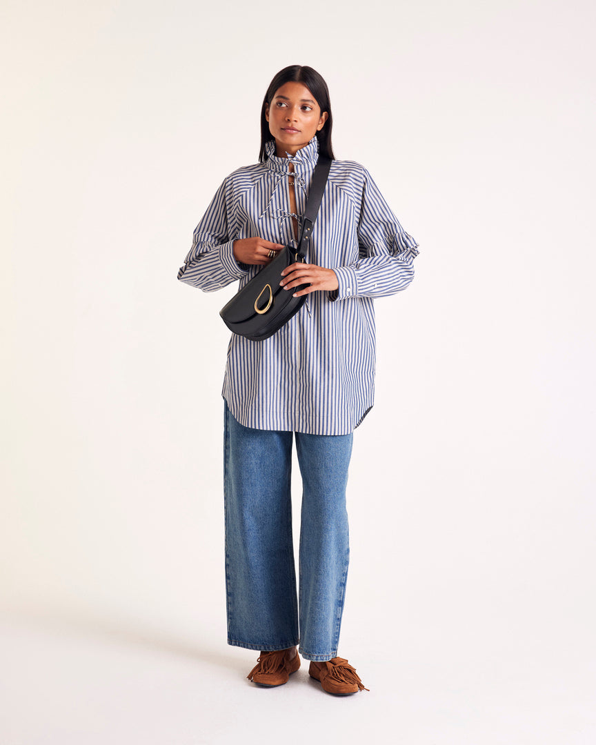 Tunique Mahault rayures marine, écru et gris