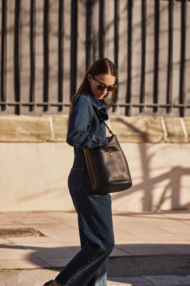 Bag Grand Sofia grained black interior navy