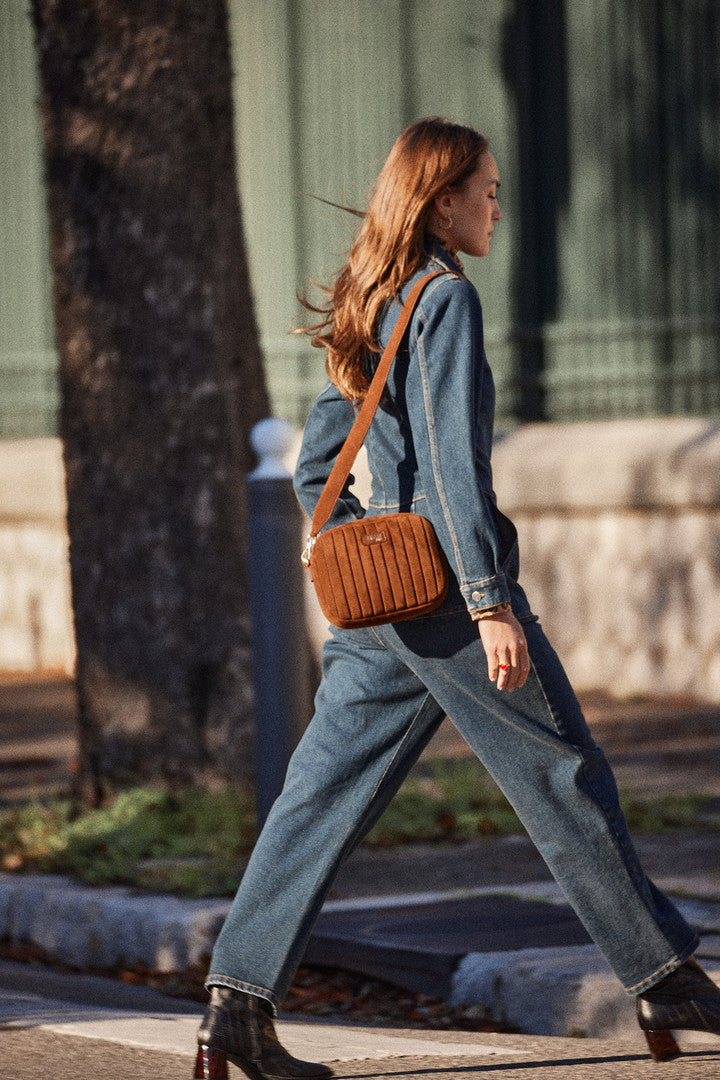 Bag César suede of leather chocolate