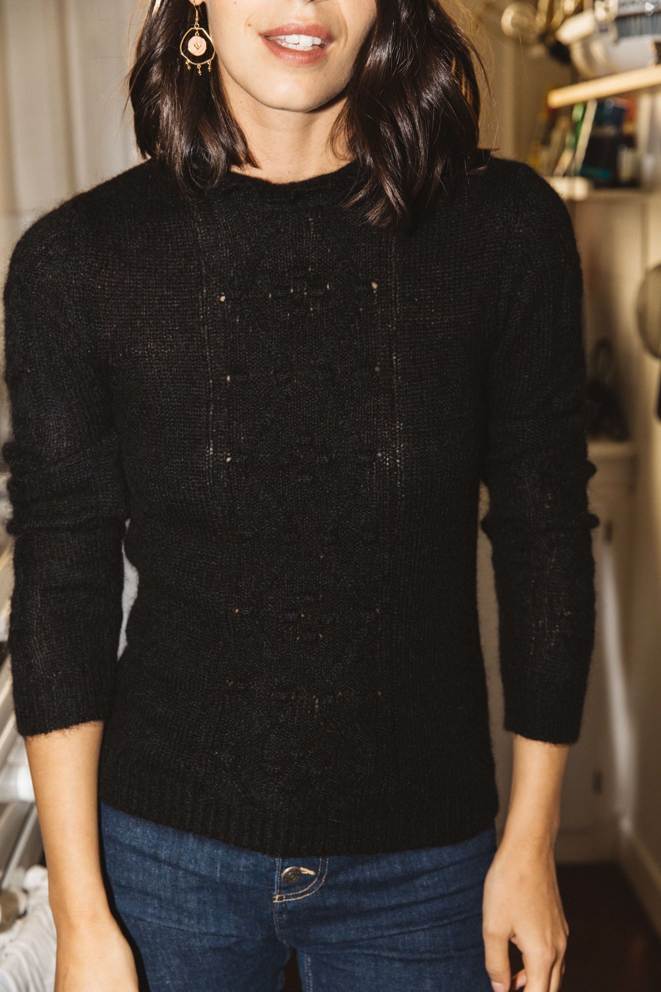 Olie black sweater in alpaca and mohair