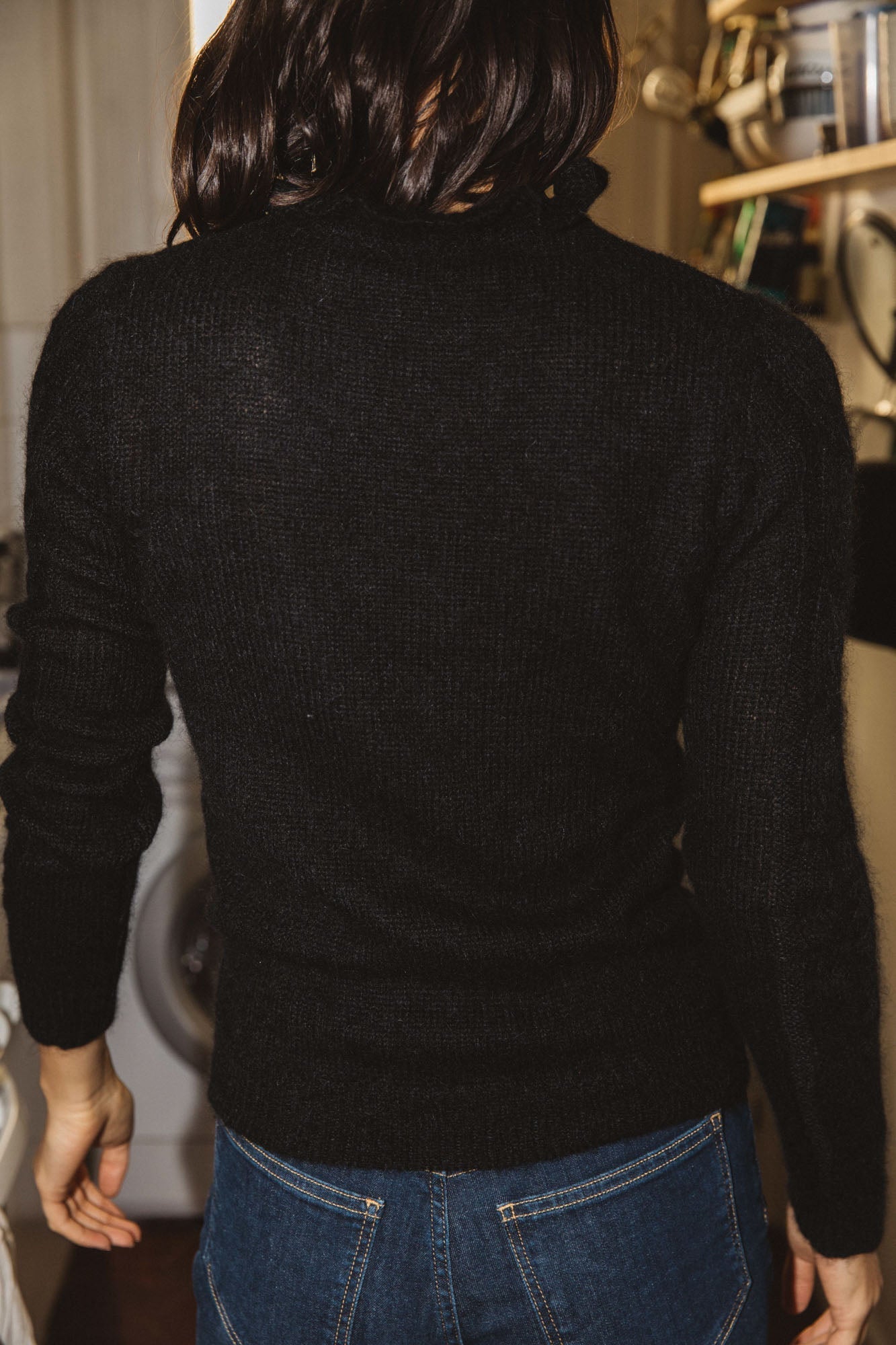 Olie black sweater in alpaca and mohair