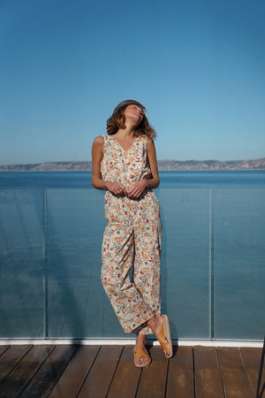 Floral Indian print Sombrilla jumpsuit