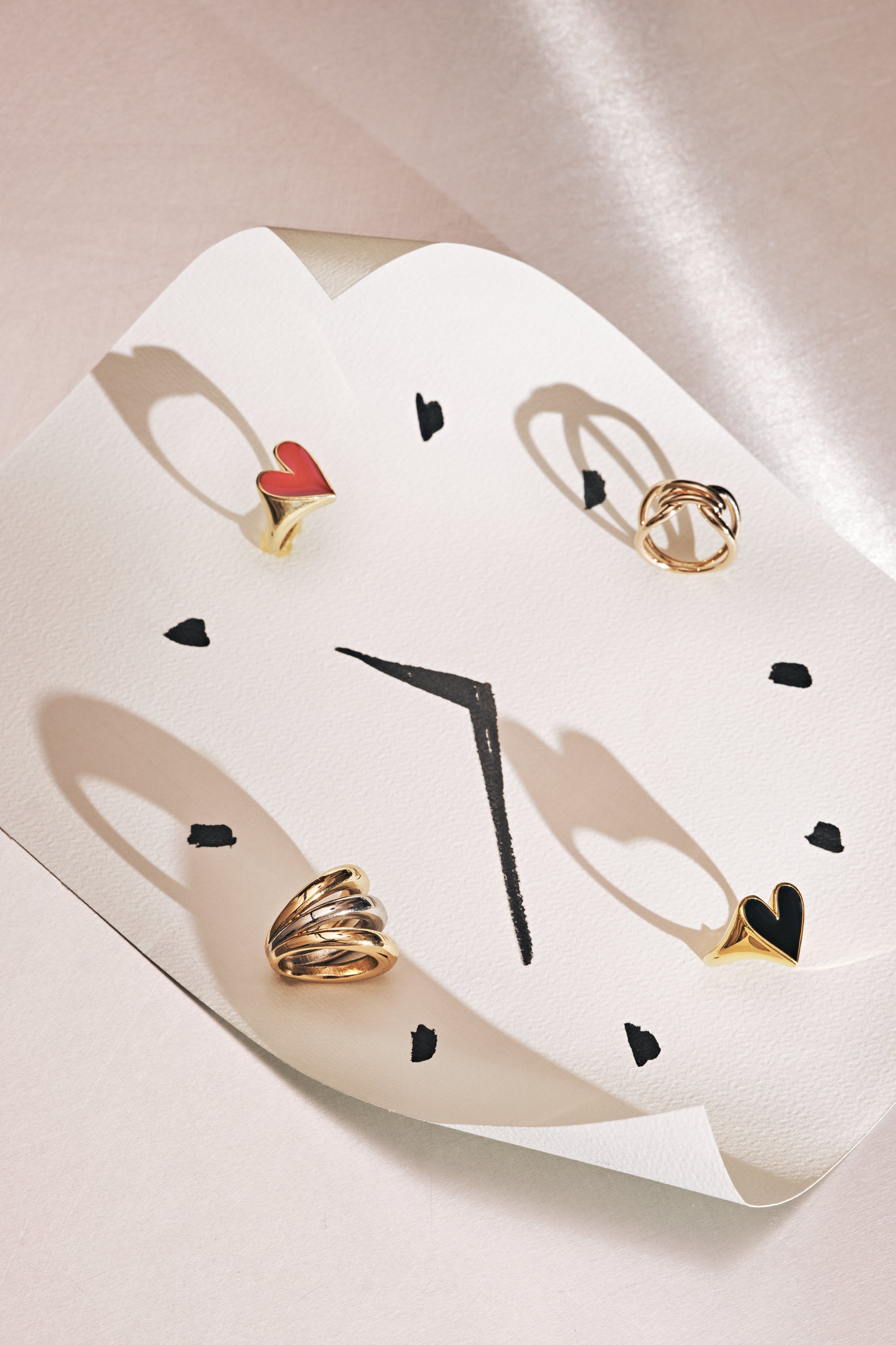 Ring Faustine gold heart black