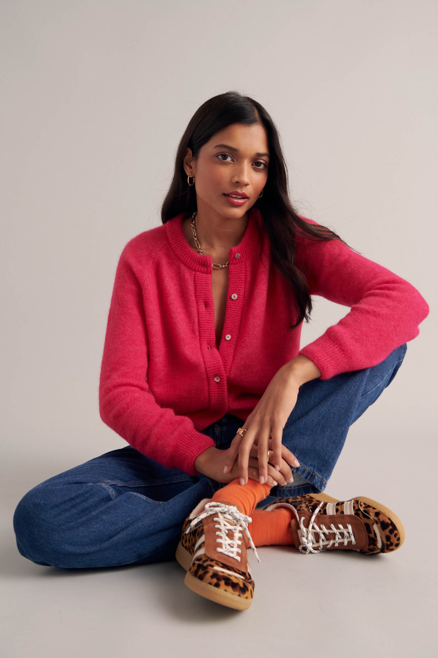 Zip Cardigan in Fuxia