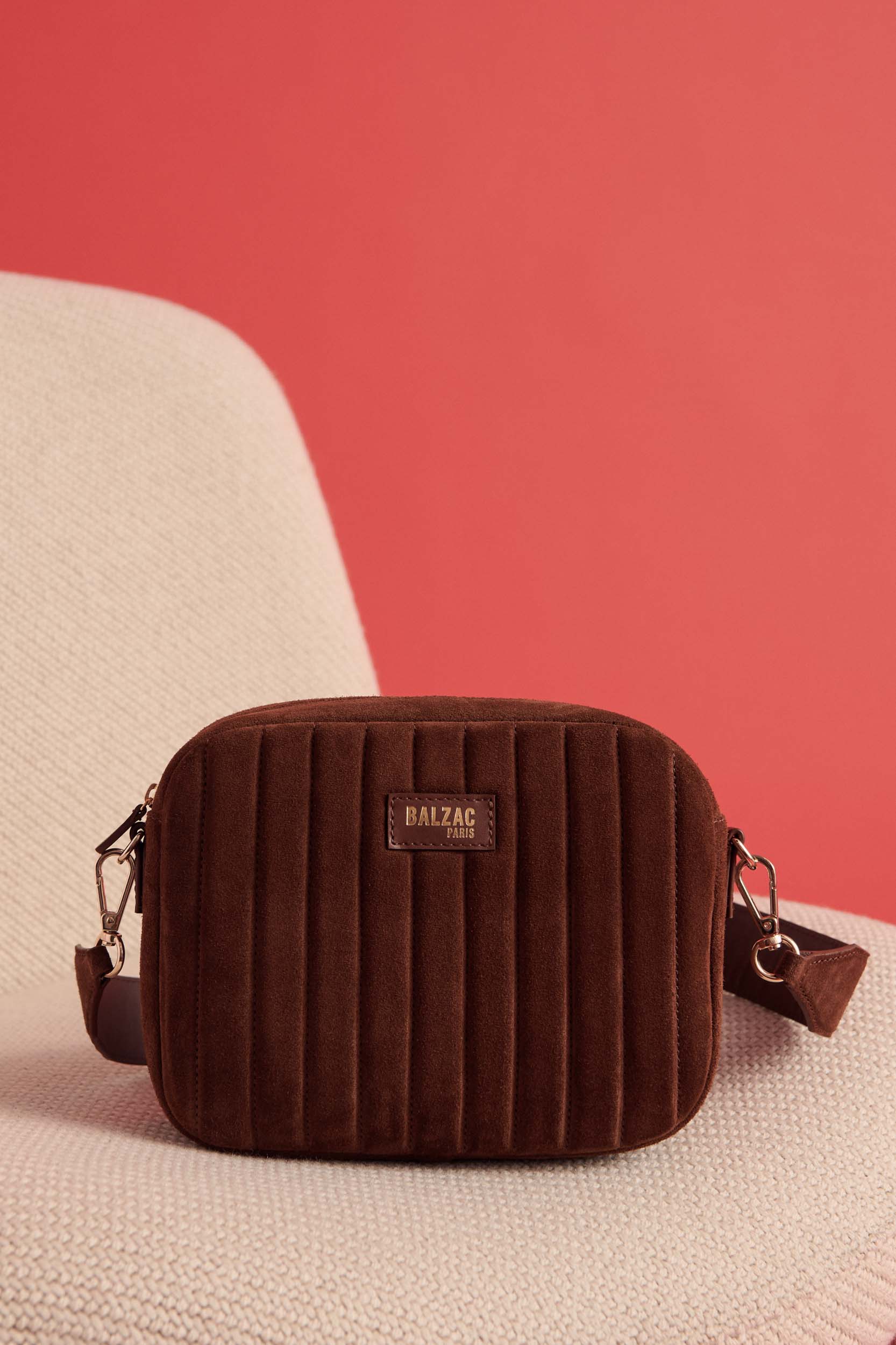 Bag César suede of leather chocolate
