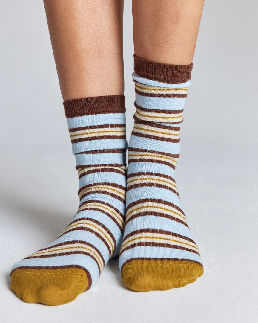 Ella socks, yellow and blue stripes