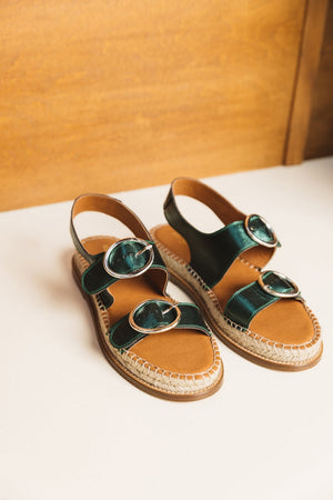 metallic green gallery espadrilles