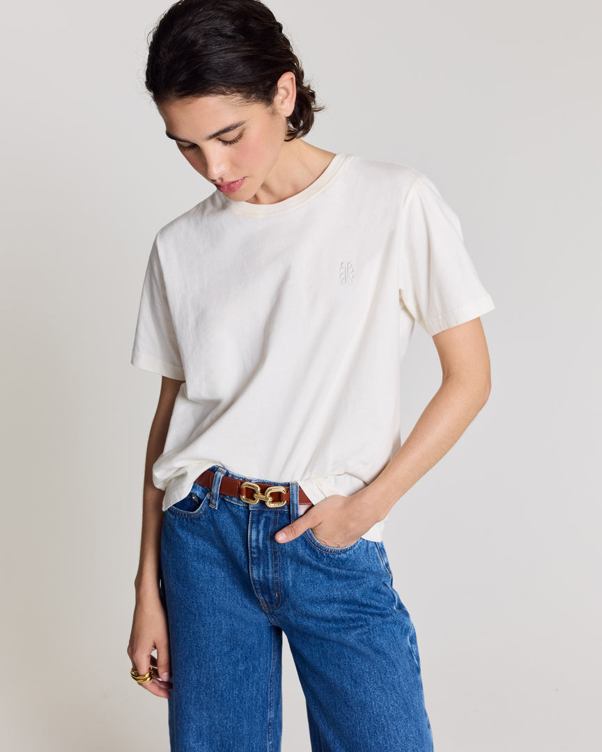 Bree ecru embroidered t-shirt