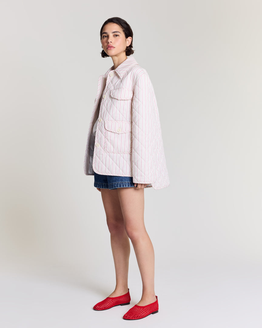 Hortensia jacket with pink and ecru stripes