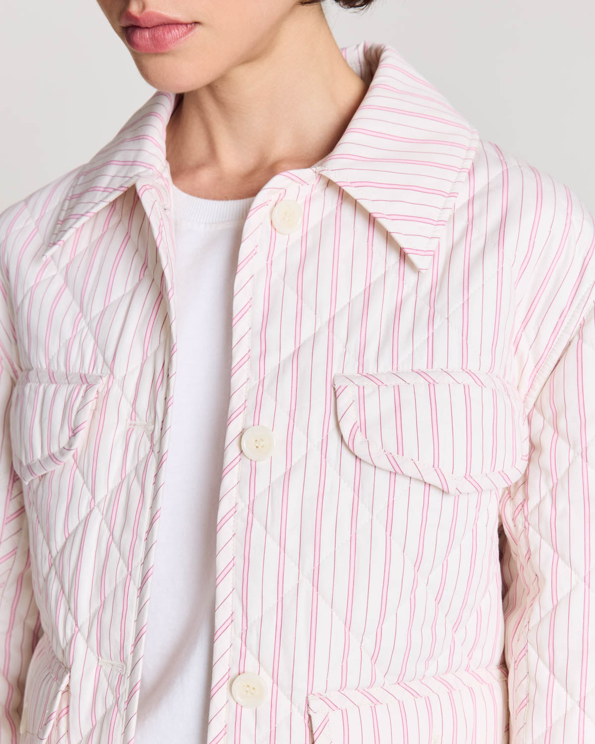 Hortensia jacket with pink and ecru stripes