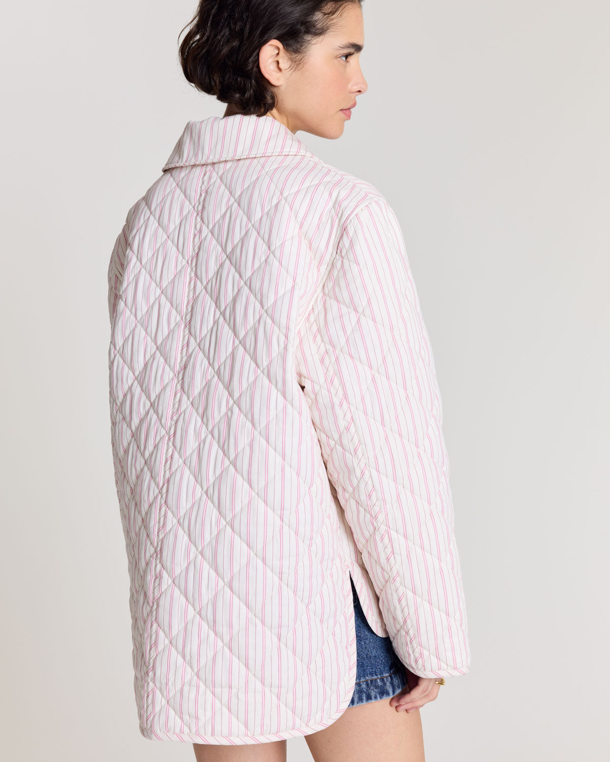 Hortensia jacket with pink and ecru stripes
