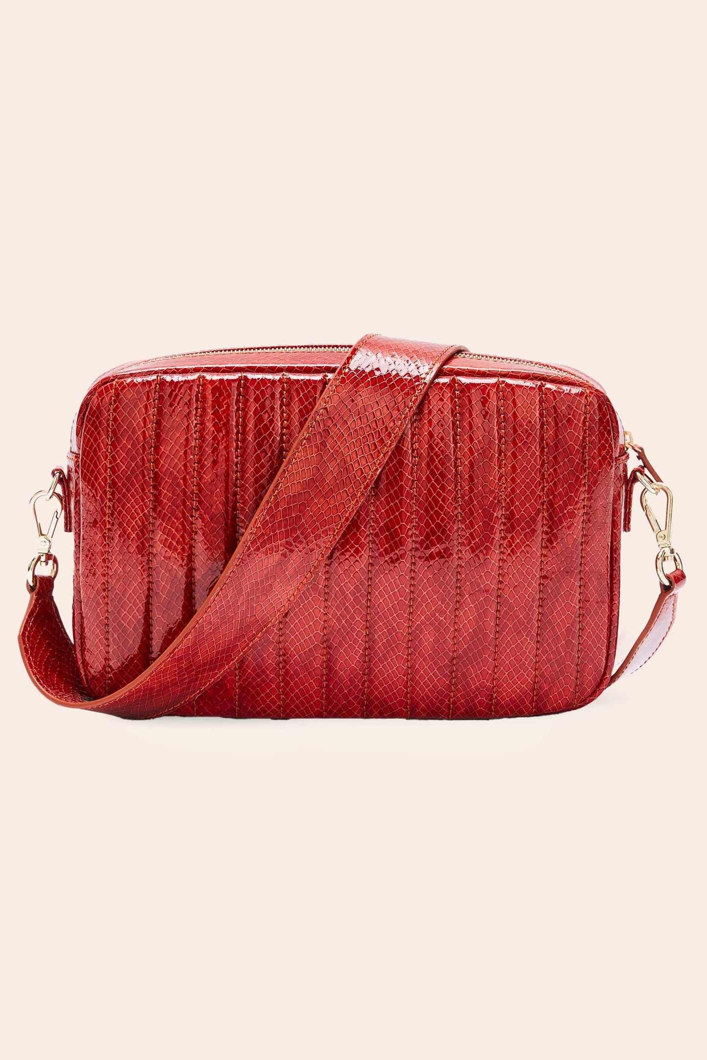 Grand César embossed cognac varnish bag