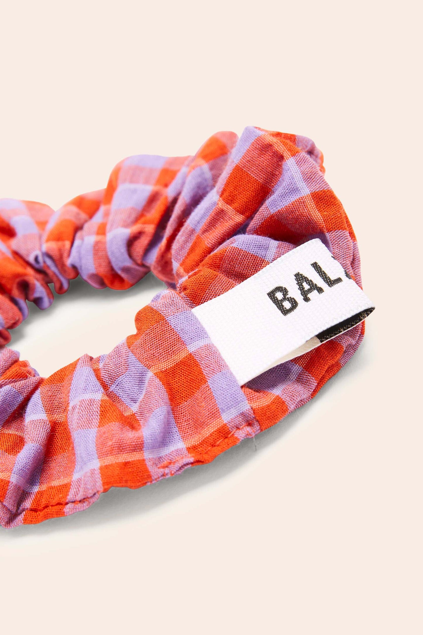 Billy gingham orange and purple scrunchie