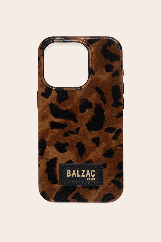 Coque de téléphone cuir guépard cappuccino Native Union x BP