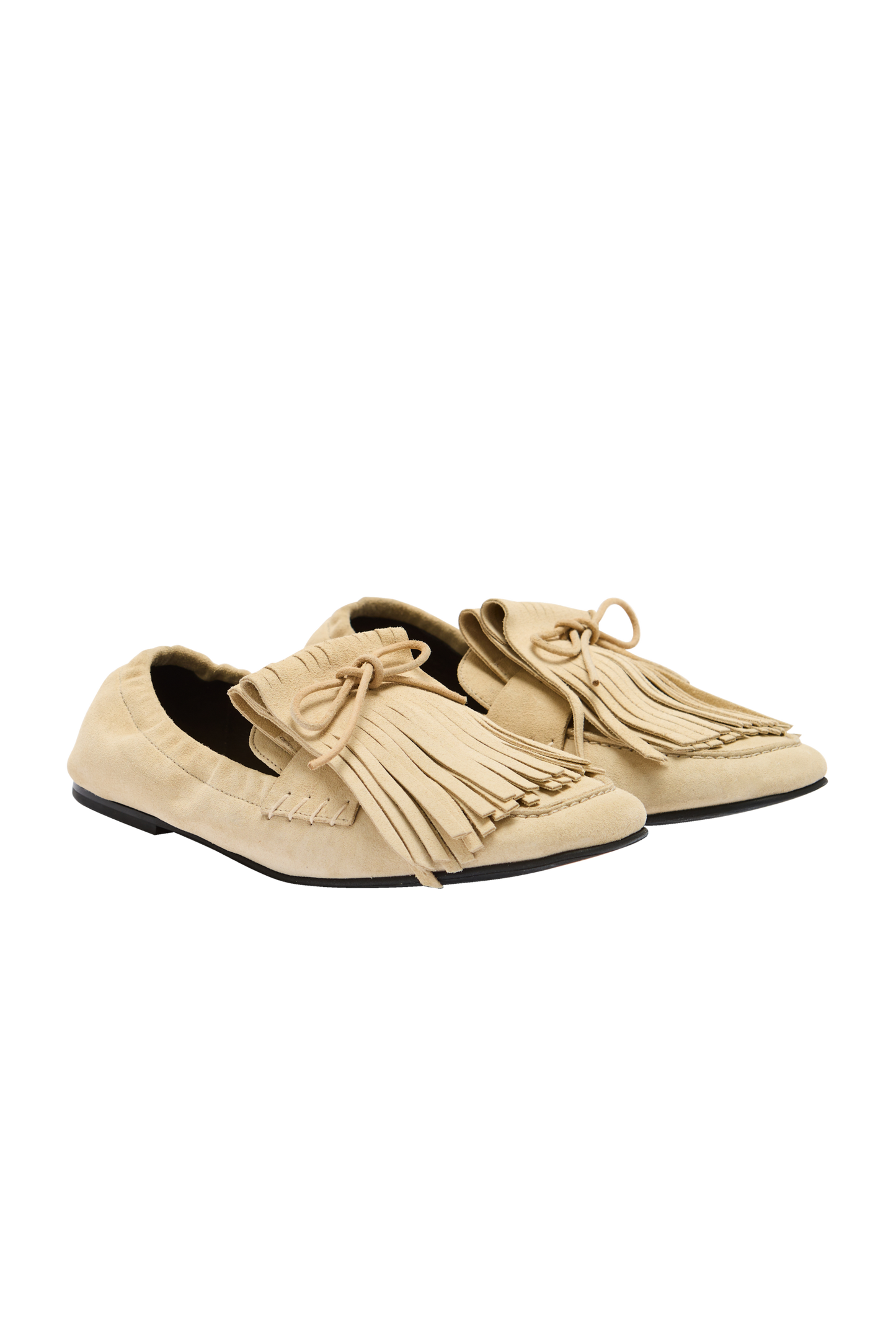 Alix fringed loafers in sand-colored split leather