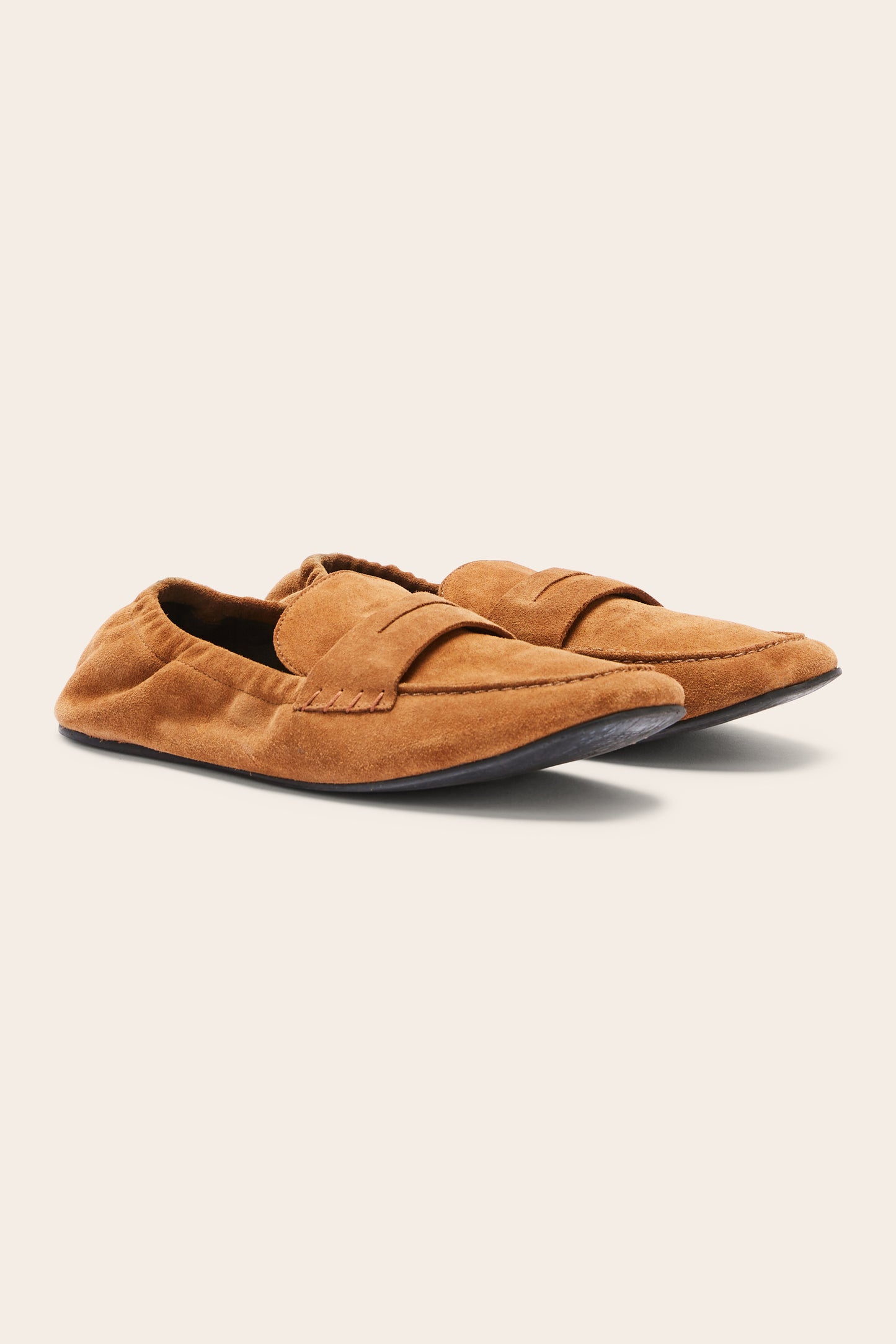 Alix loafers with hazelnut split leather fringe