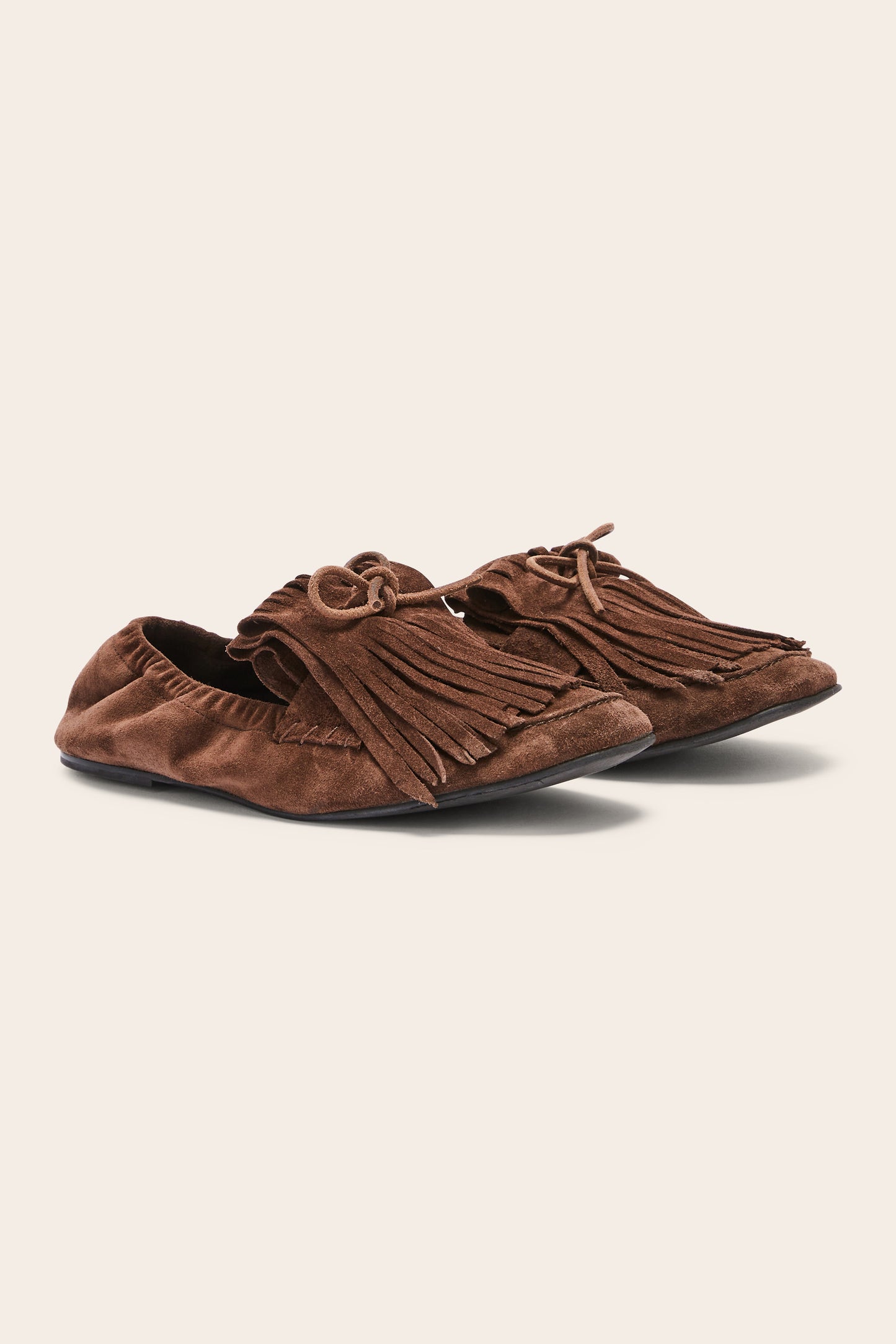 Mocassins Alix frange croute de cuir moka