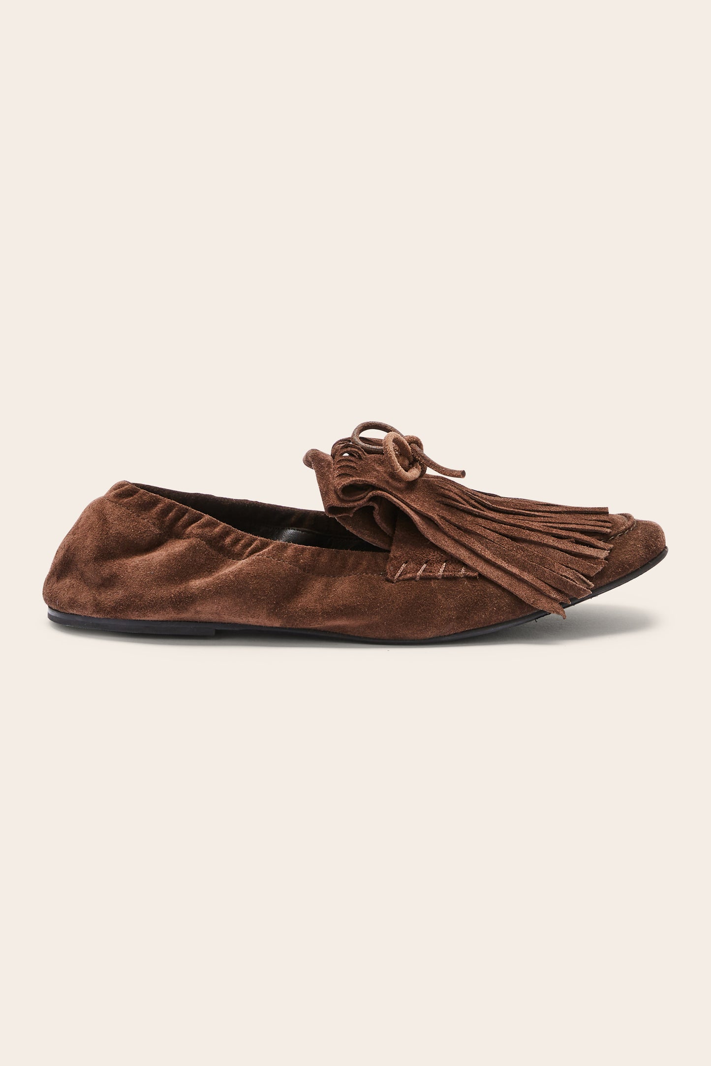 Mocassins Alix frange croute de cuir moka
