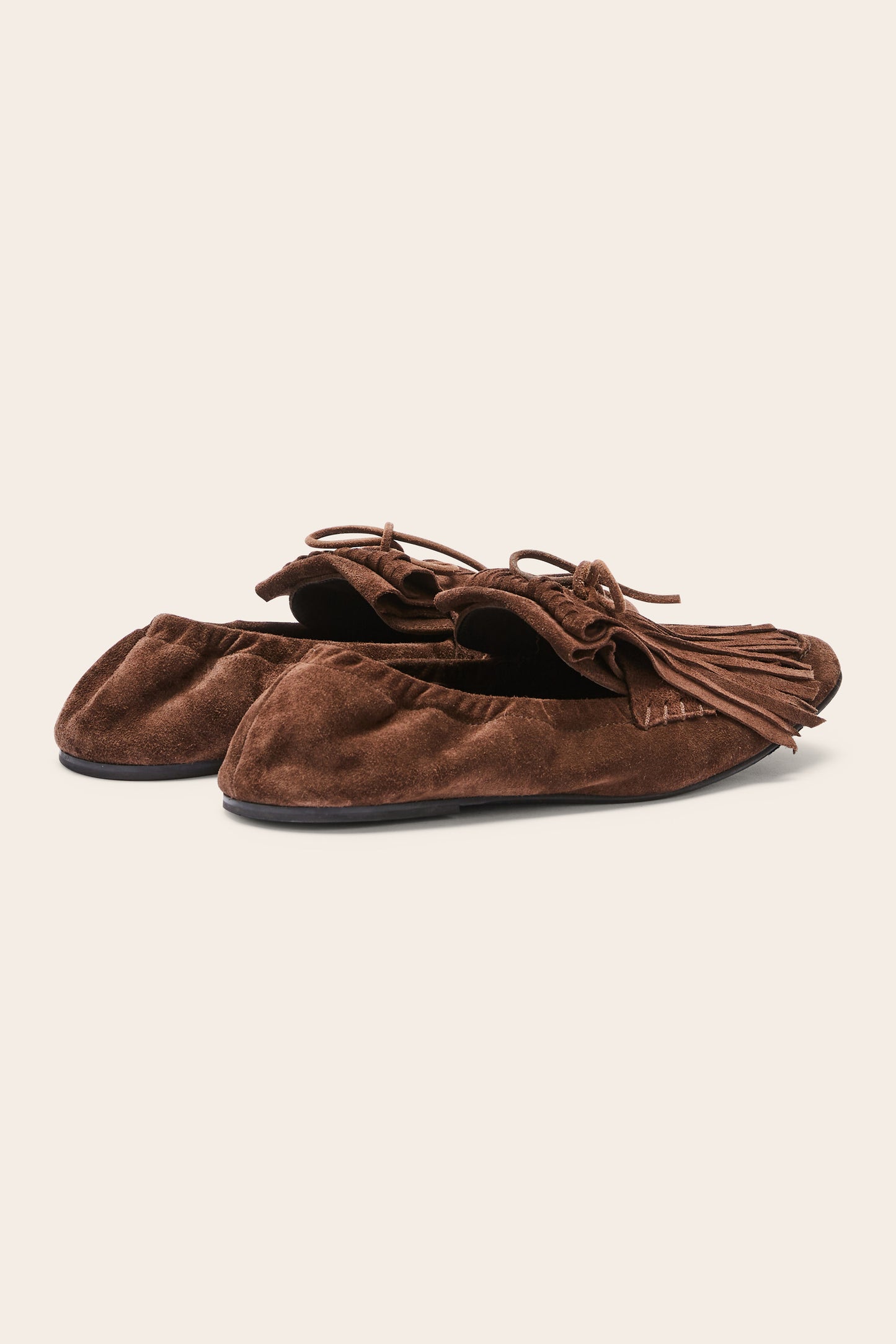 Mocassins Alix frange croute de cuir moka