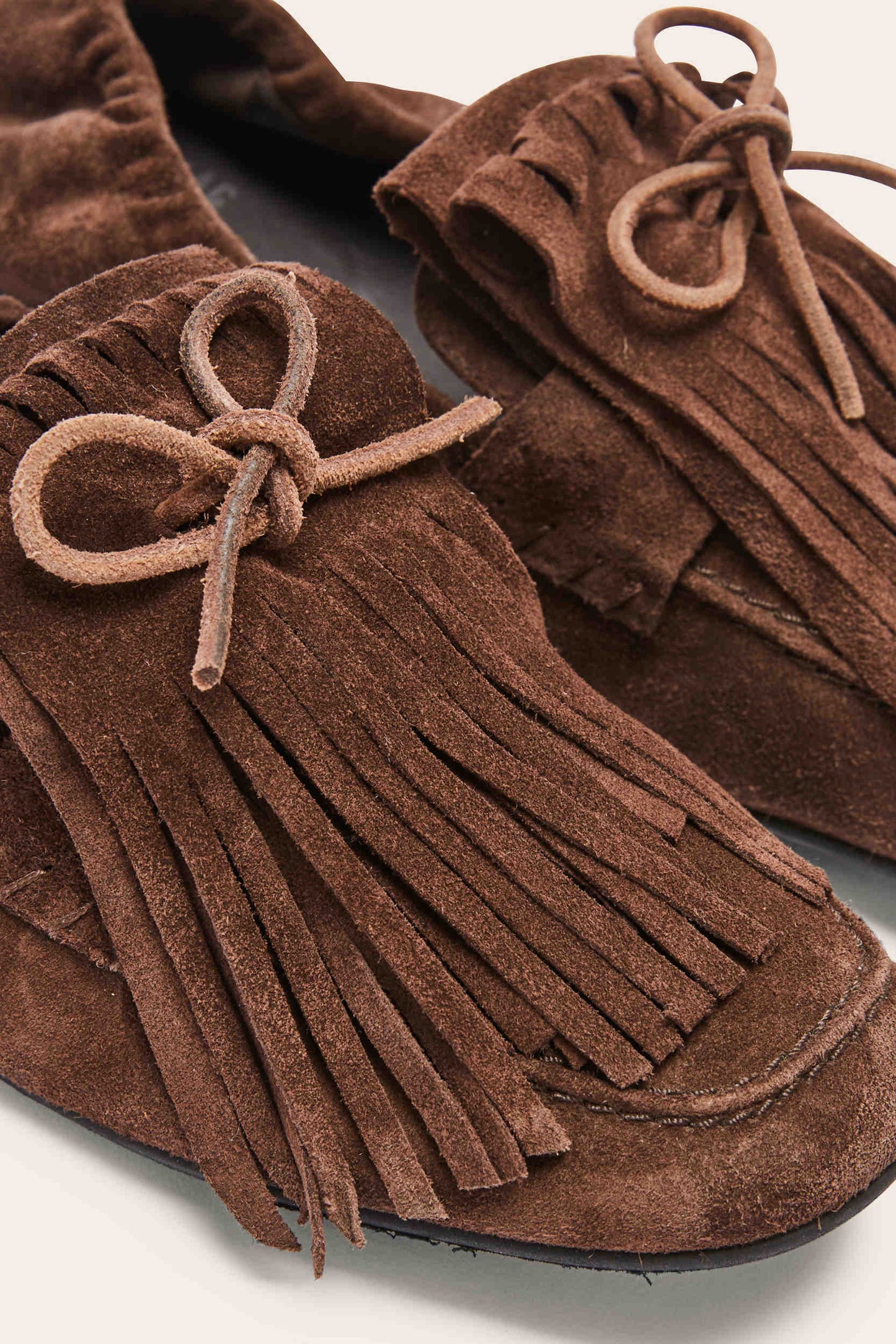 Mocassins Alix frange croute de cuir moka