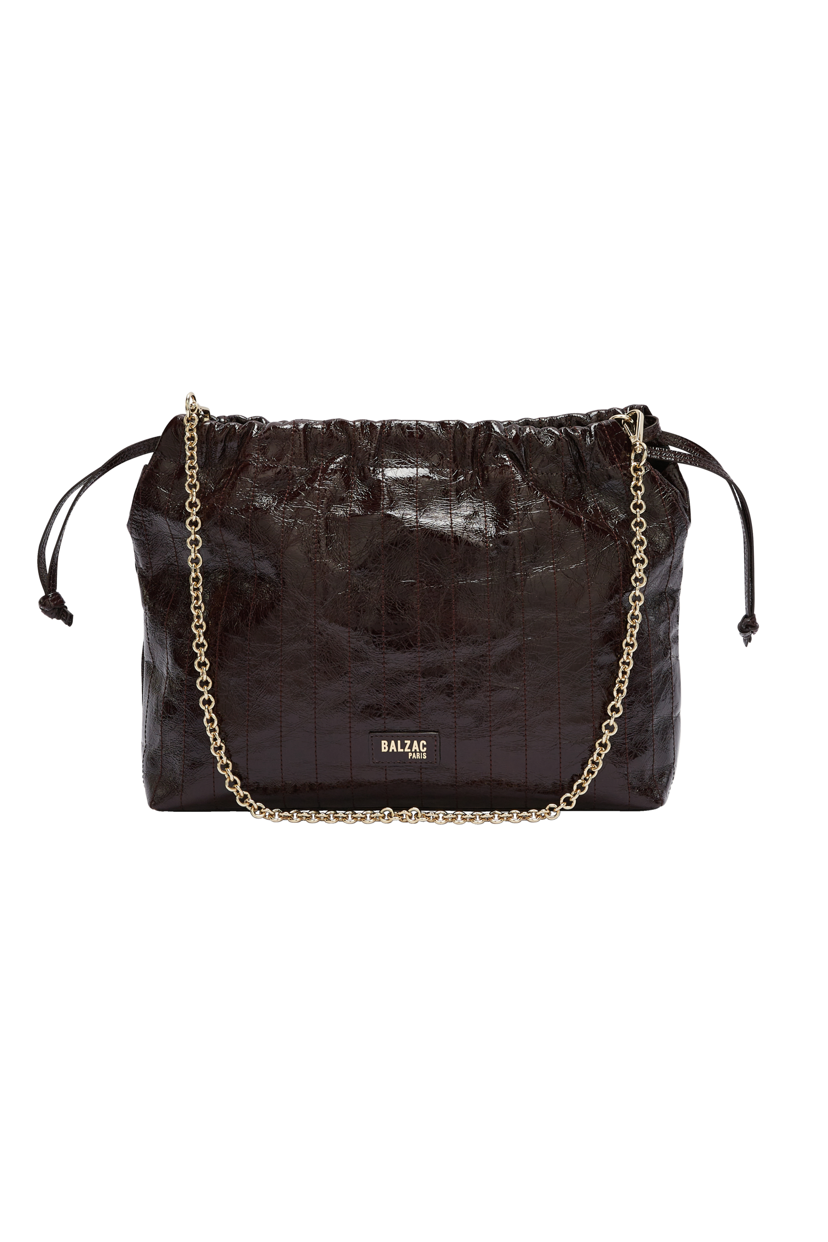 Bag Amaïa patent crinkled chocolate