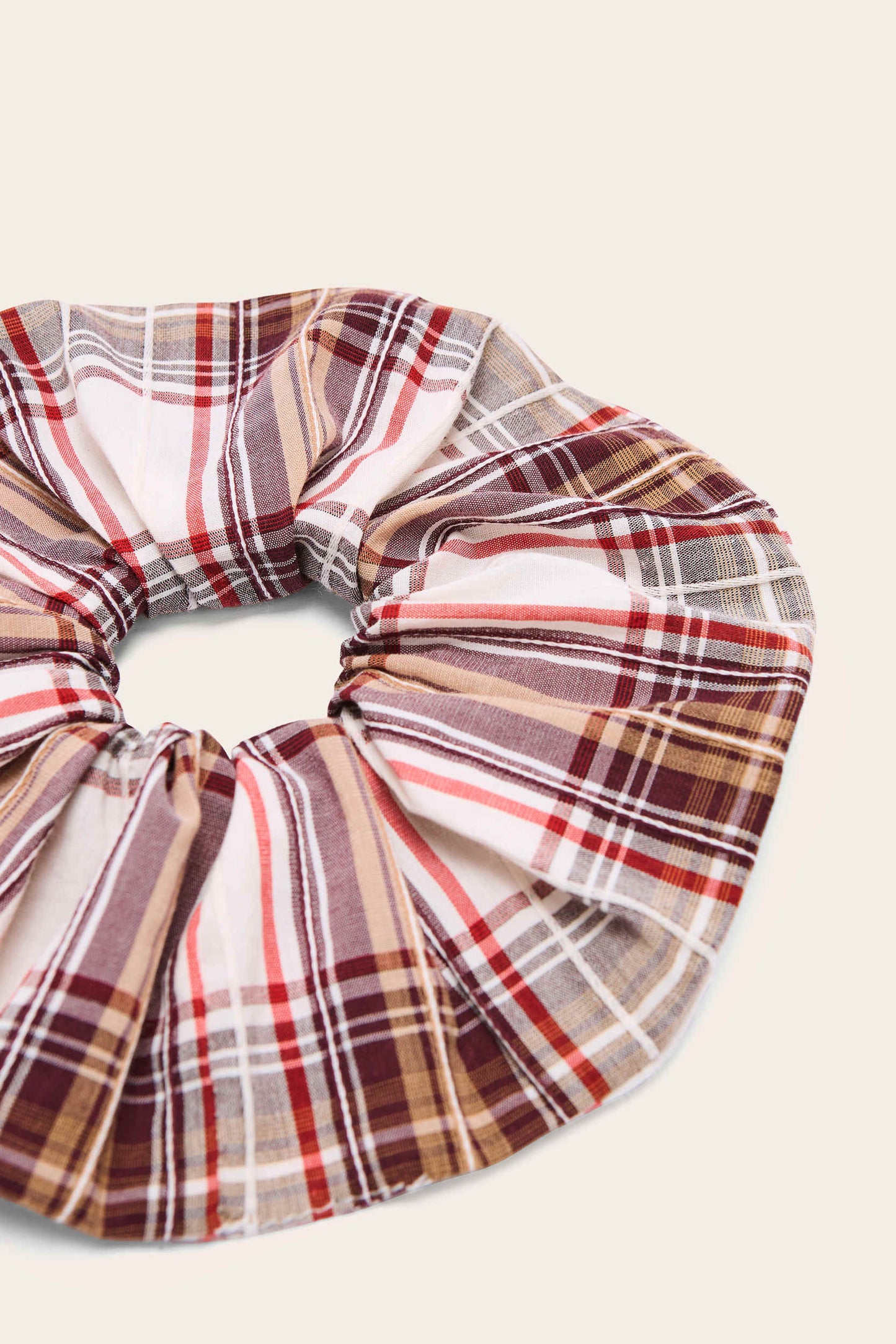 Chouchou Billy XL tartan rouge et beige