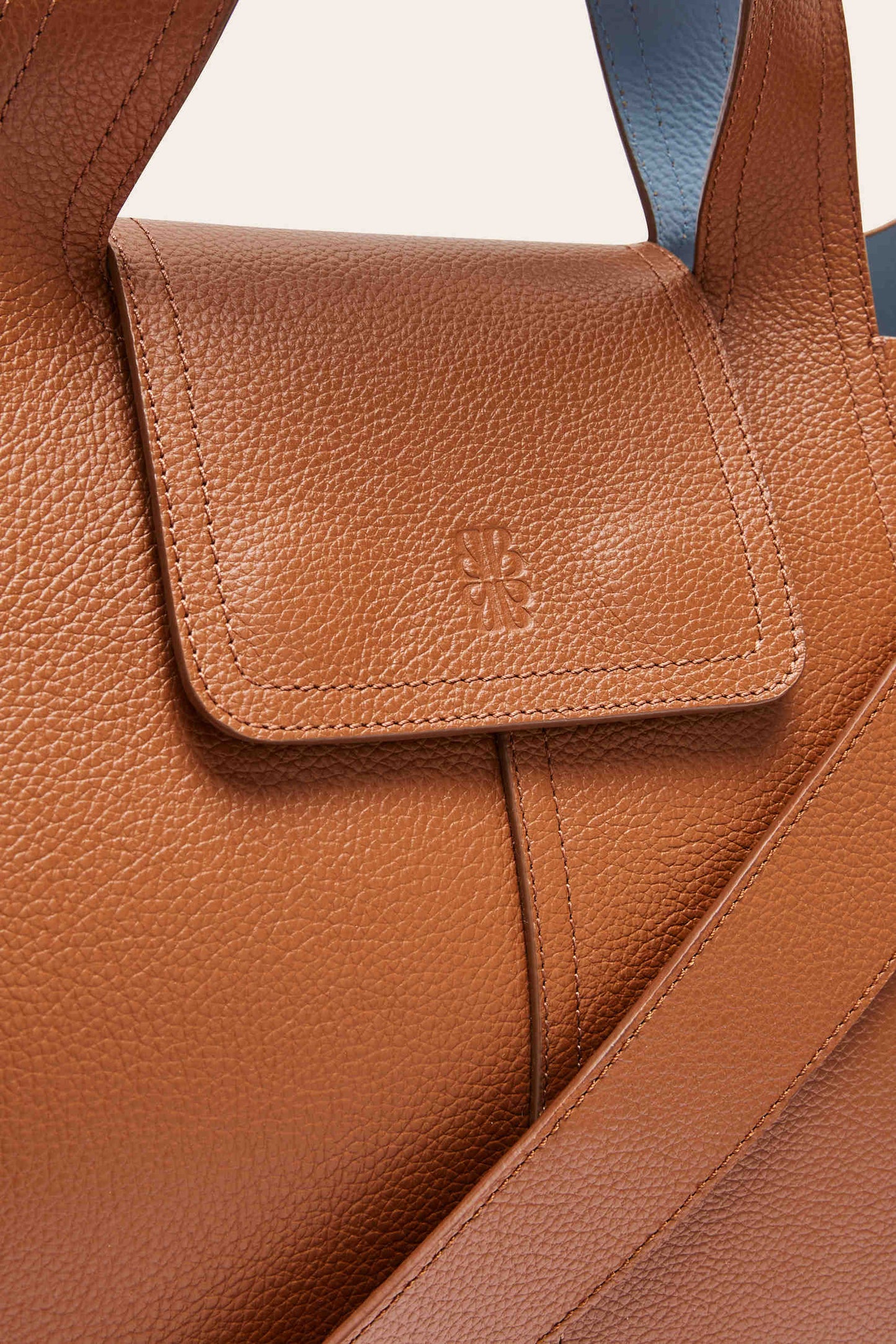 Cabas Esteban camel intérieur bleu gris